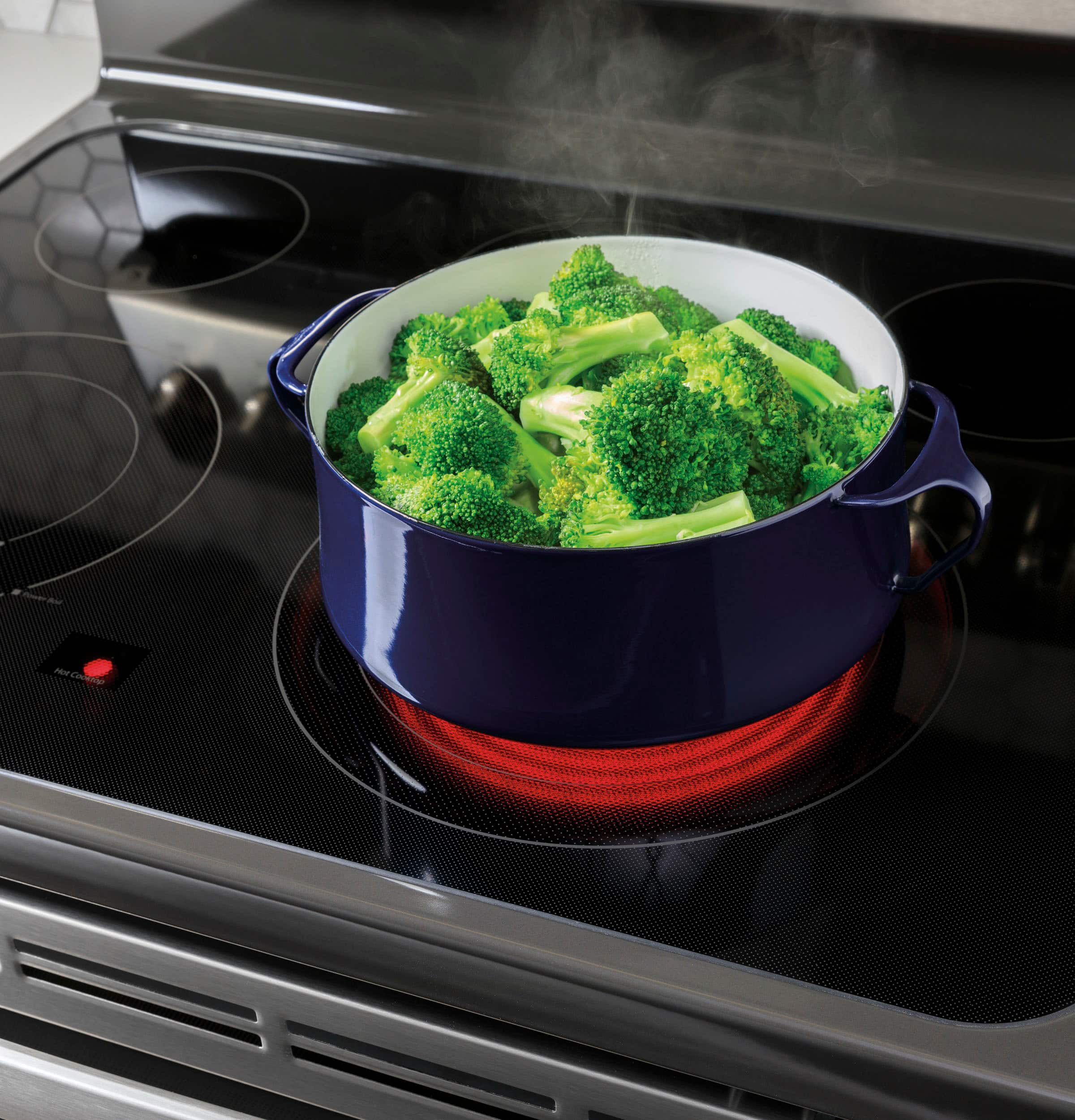 Alt View 13. GE - 6.6 Cu. Ft. Freestanding Double Oven Electric Convection Range with Self-Steam Cleaning and No-Preheat Air Fry - Stainless Steel.