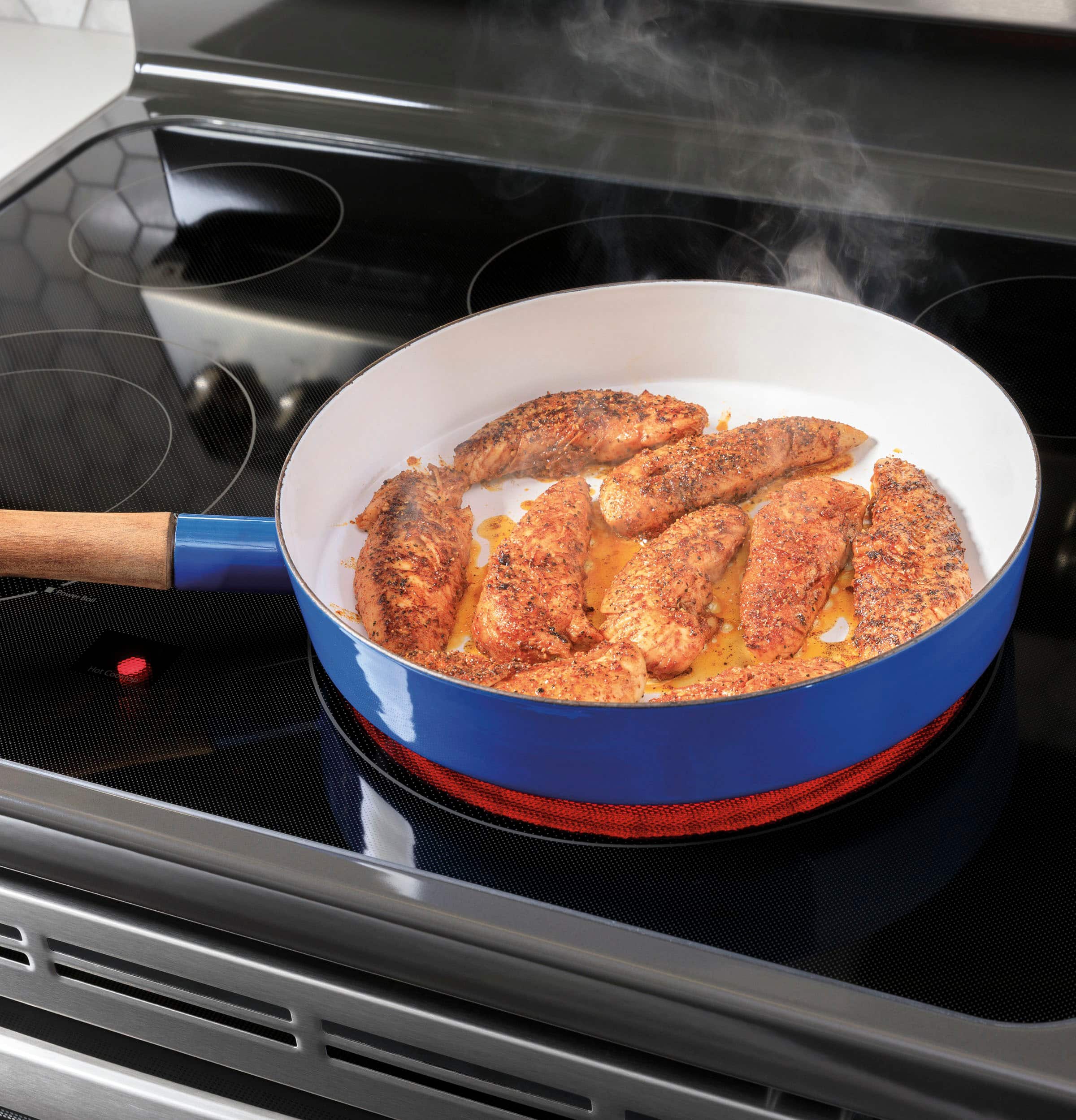 Alt View 14. GE - 6.6 Cu. Ft. Freestanding Double Oven Electric Convection Range with Self-Steam Cleaning and No-Preheat Air Fry - Stainless Steel.