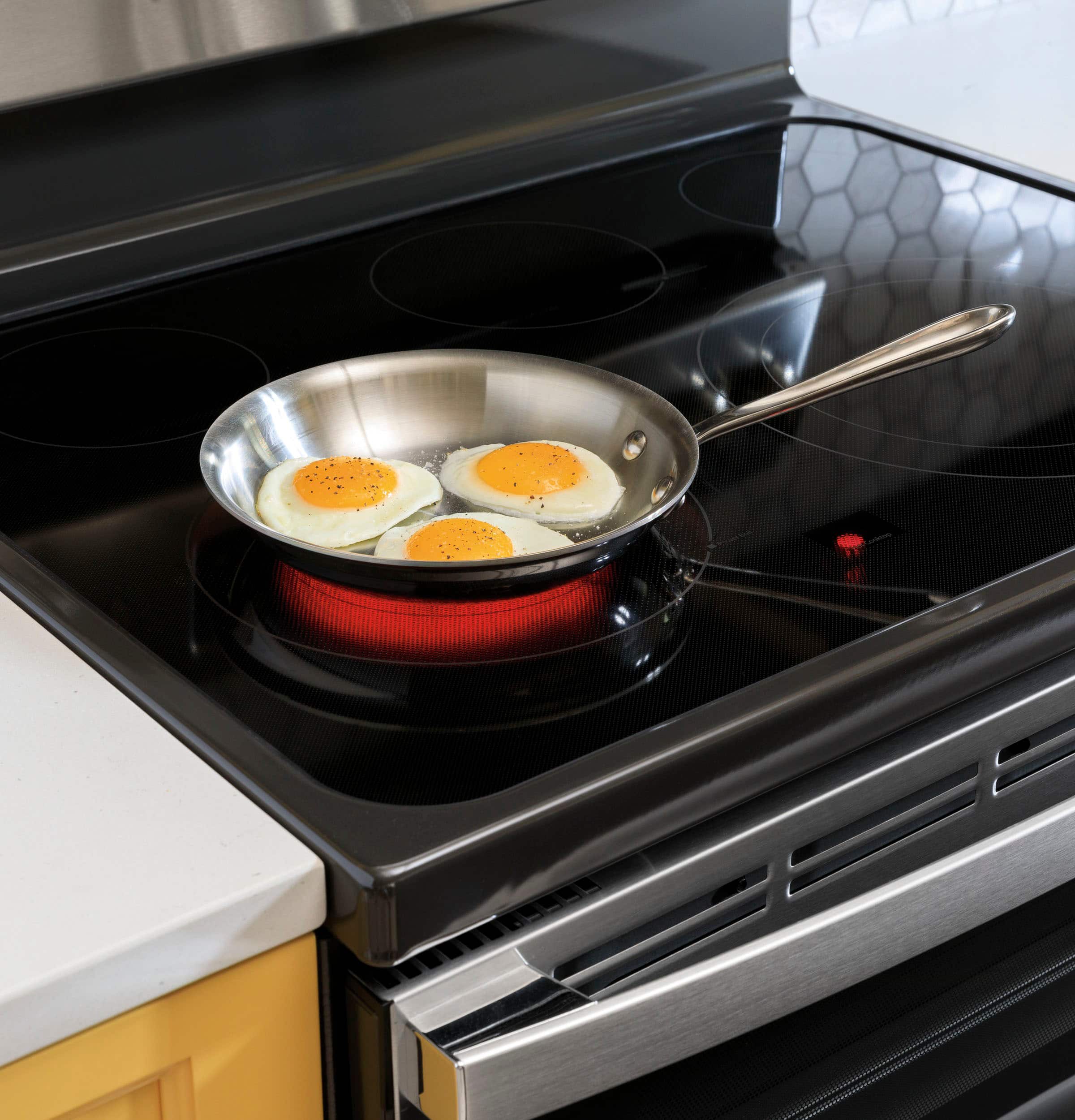 Alt View 15. GE - 6.6 Cu. Ft. Freestanding Double Oven Electric Convection Range with Self-Steam Cleaning and No-Preheat Air Fry - Stainless Steel.