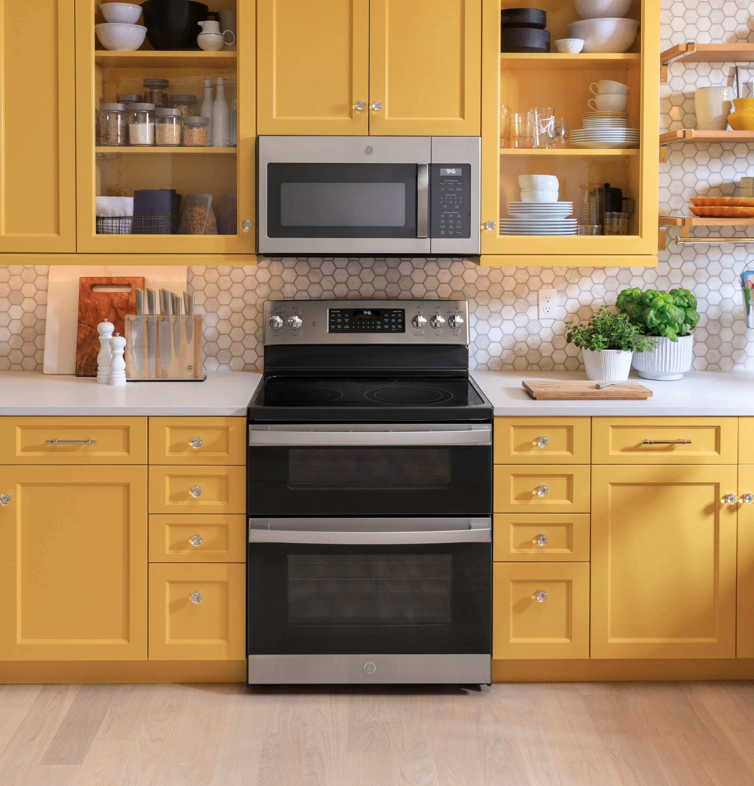 Alt View 24. GE - 6.6 Cu. Ft. Freestanding Double Oven Electric Convection Range with Self-Steam Cleaning and No-Preheat Air Fry - Stainless Steel.