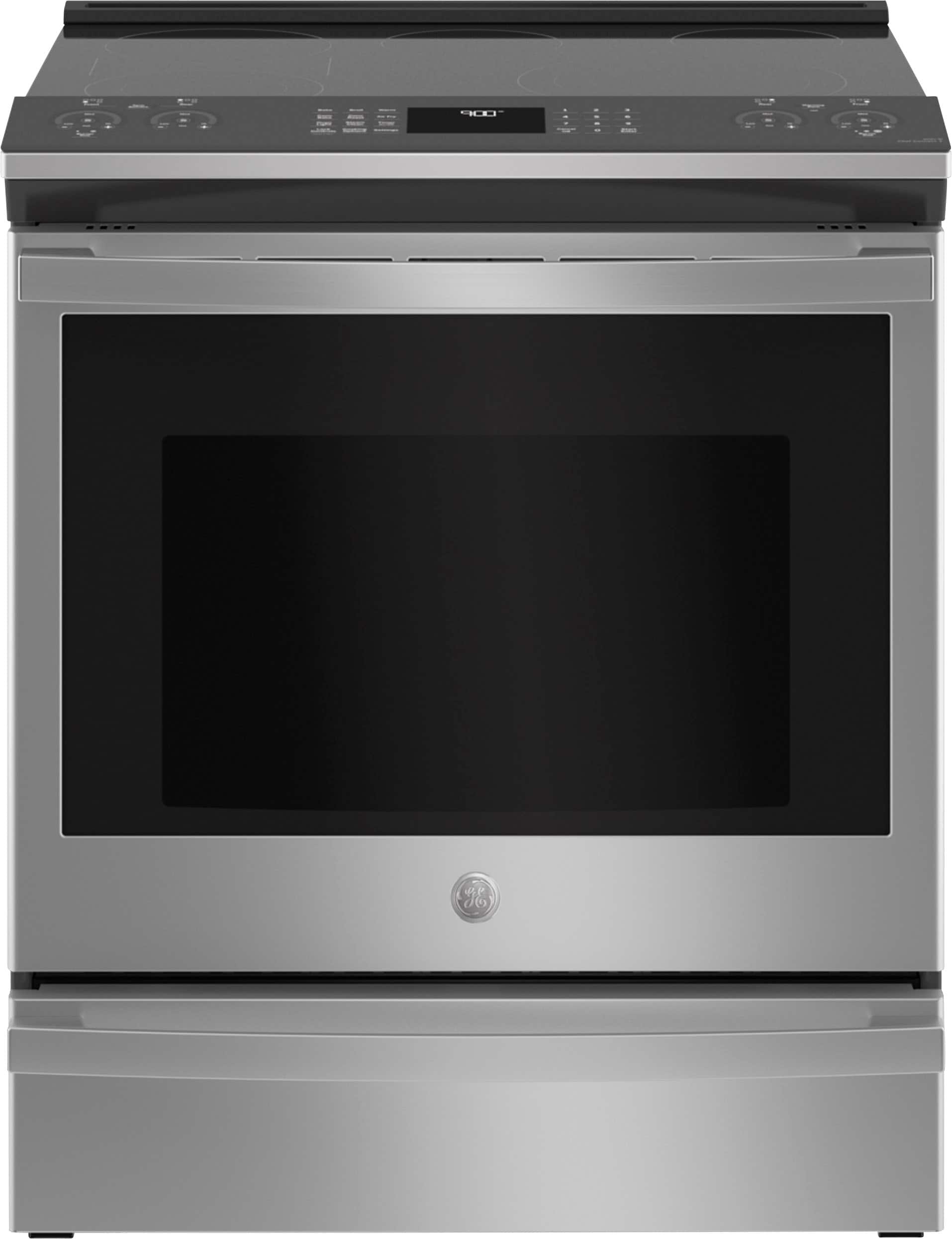 GE Profile - 30" Smart Slide-In Electric Convection Fingerprint Resistant Range - Stainless Steel - Front_Zoom
