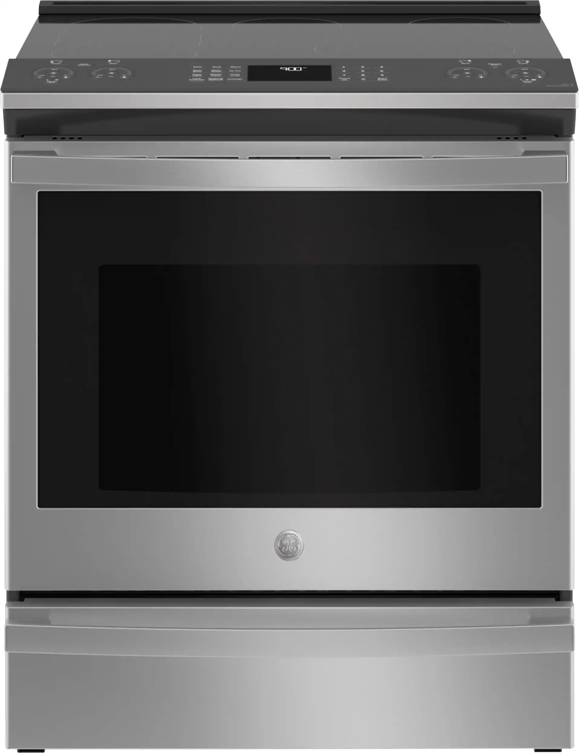 Front. GE Profile - 30" Smart Slide-In Electric Convection Fingerprint Resistant Range - Stainless Steel.