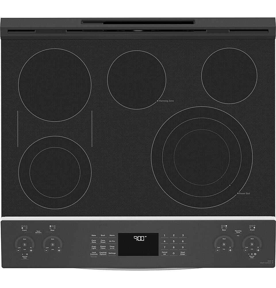 Alt View 25. GE Profile - 30" Smart Slide-In Electric Convection Fingerprint Resistant Range - Stainless Steel.