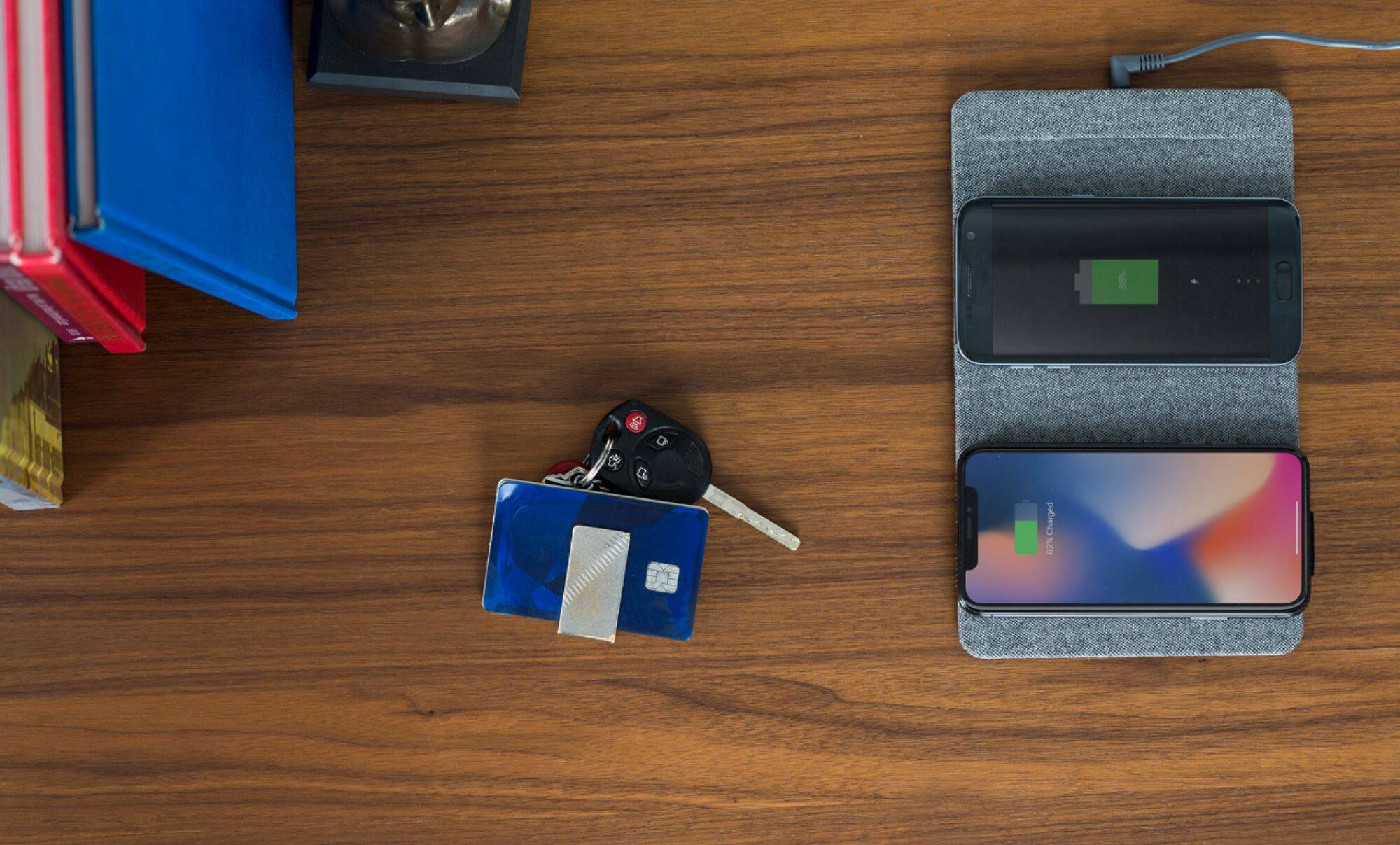 Alt View 13. TYLT - Mat 10W Qi Certified Dual Wireless Charging Pad for iPhone/Android - Gray Fabric.