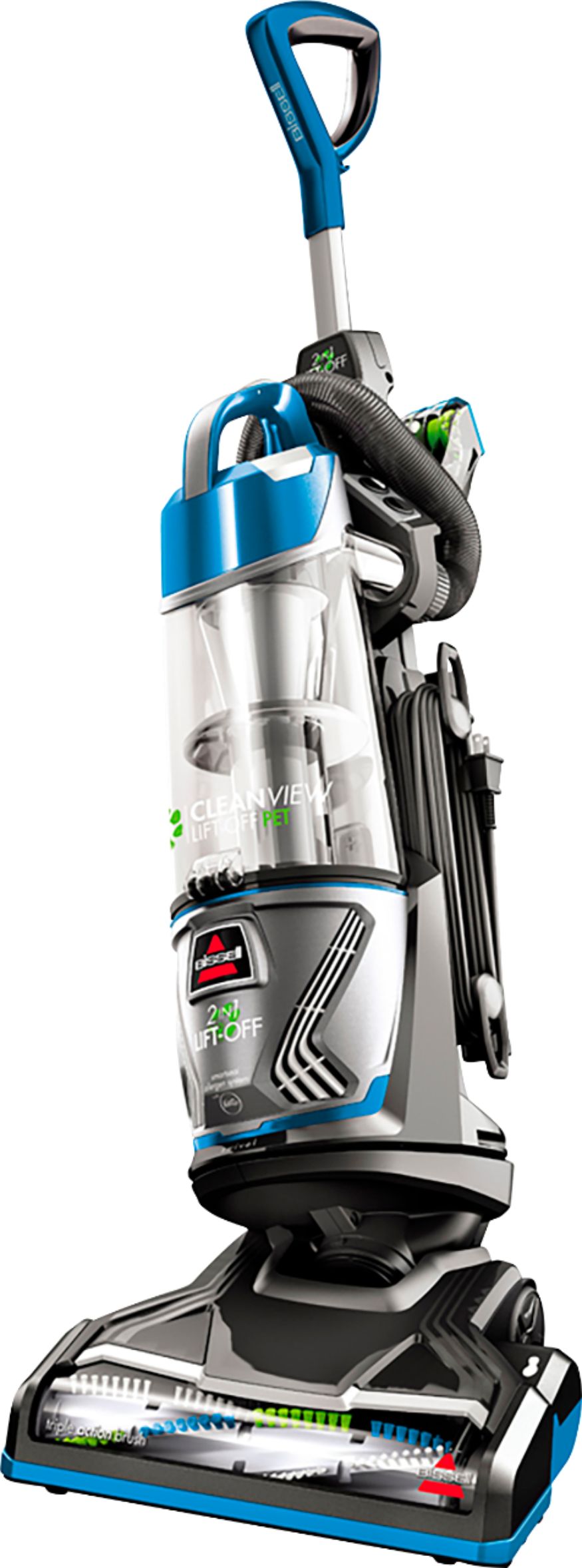 Left View: BISSELL - CleanView Lift-Off Pet Upright Vacuum - Bossanova Blue With Black Accents