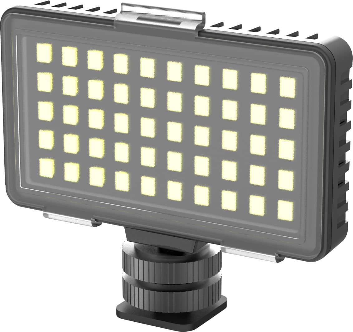 Left. Digipower - Insta-Fame Dimmable 50 LED Super Bright Video Light with 3X Light Diffusers and Smartphone Mount.
