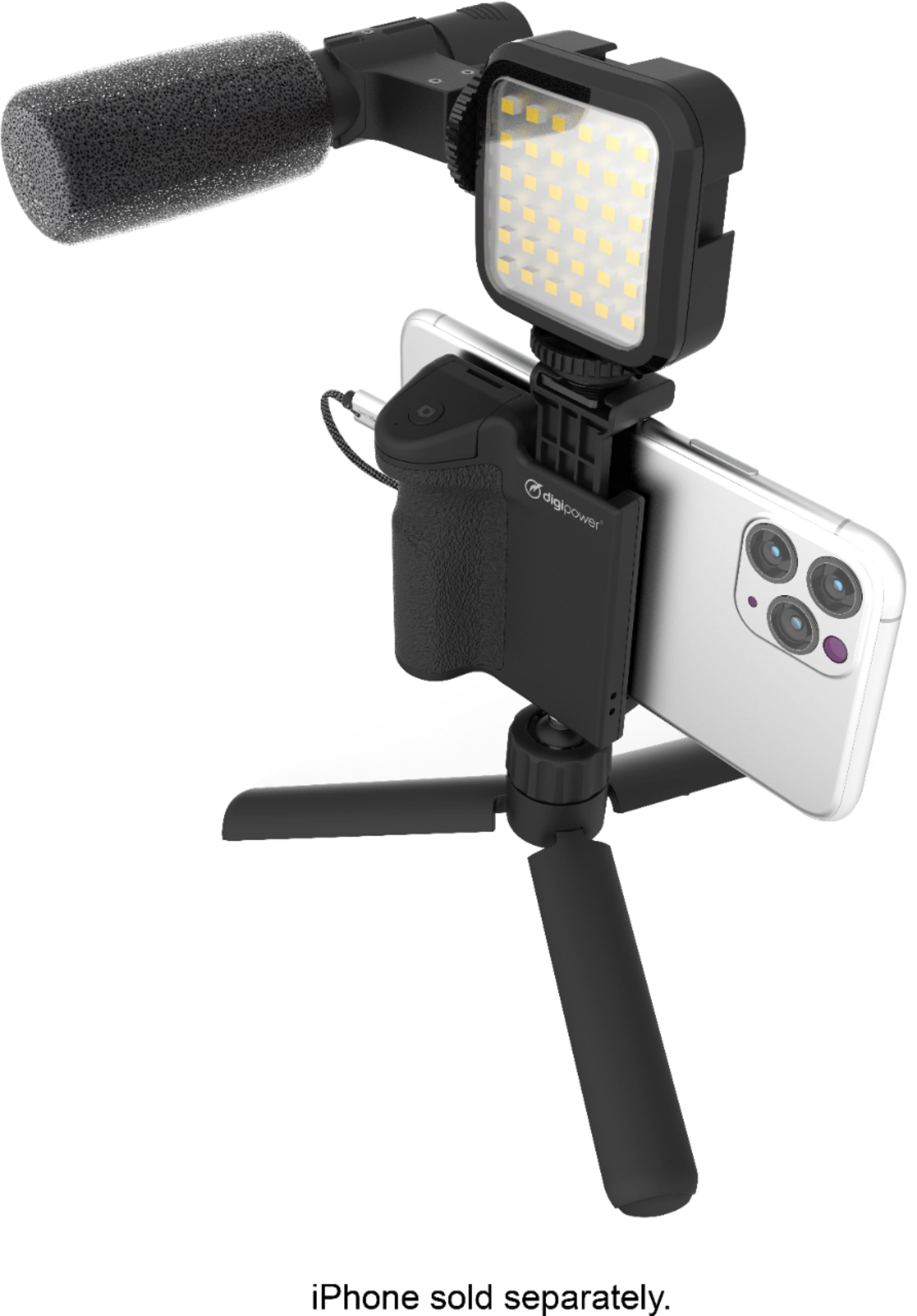 Alt View 11. Digipower - Follow ME Vlogging Kit for Phones and Cameras – Includes Microphone, LED light, Bluetooth remote, phone grip and tripod.