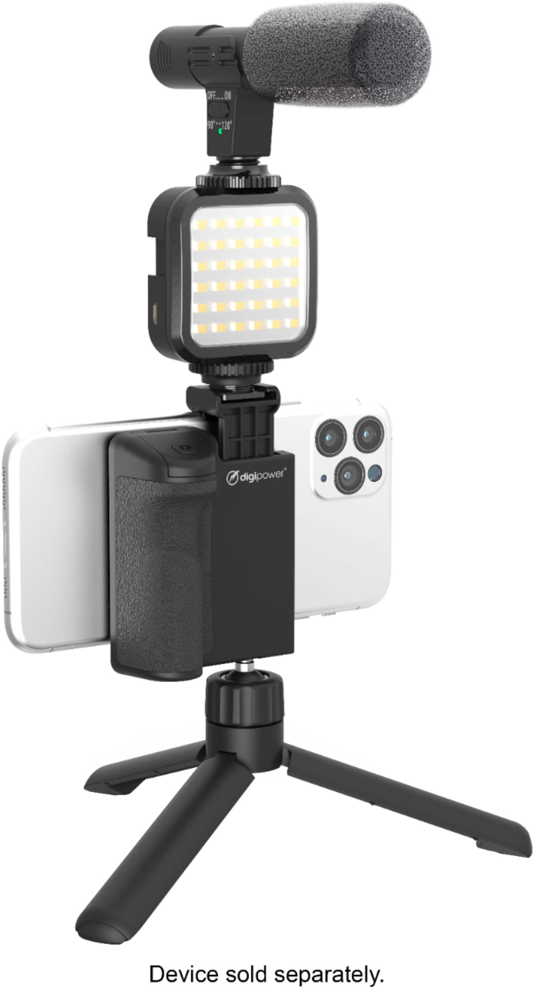 Alt View 12. Digipower - Follow ME Vlogging Kit for Phones and Cameras – Includes Microphone, LED light, Bluetooth remote, phone grip and tripod.