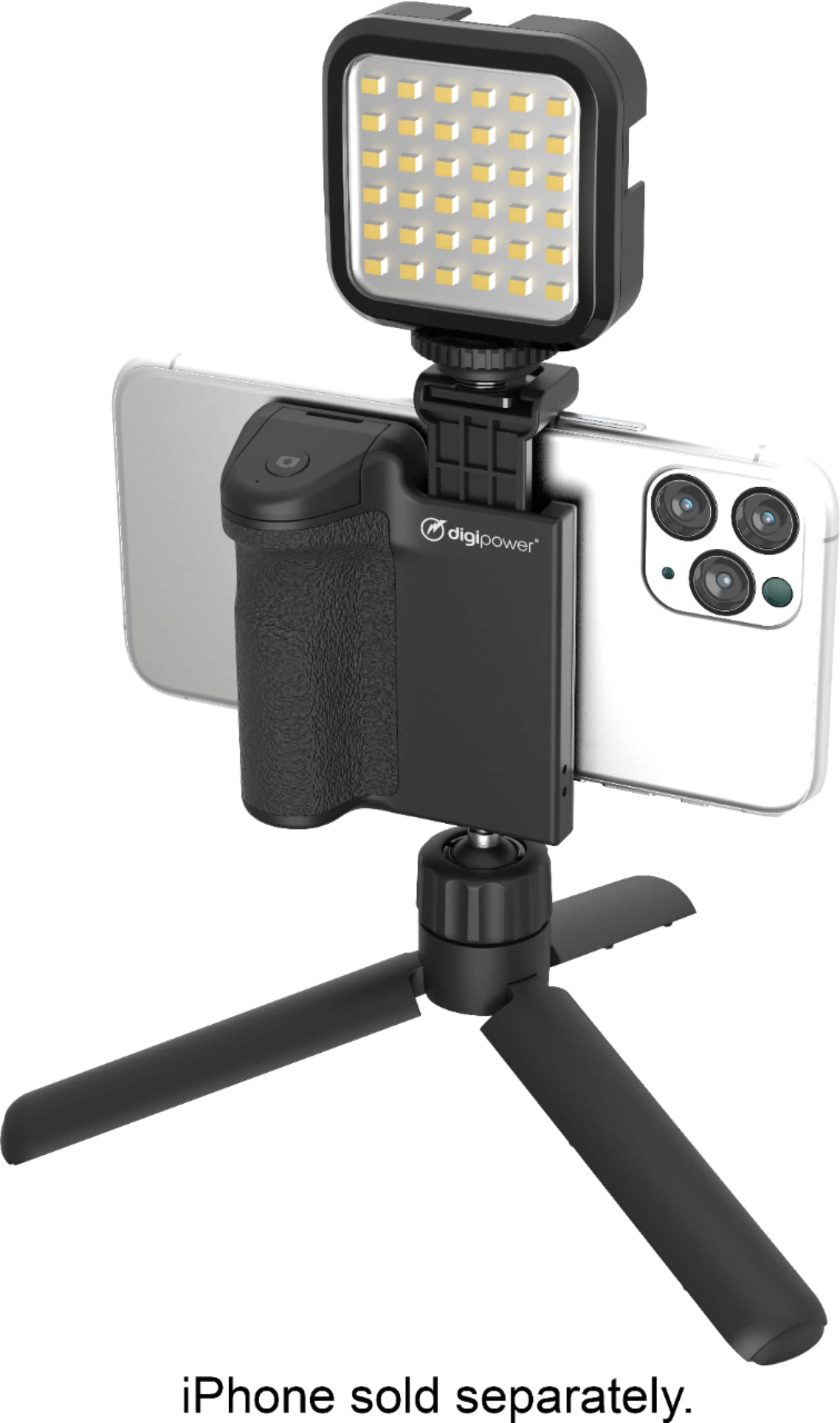 Alt View 13. Digipower - Follow ME Vlogging Kit for Phones and Cameras – Includes Microphone, LED light, Bluetooth remote, phone grip and tripod.