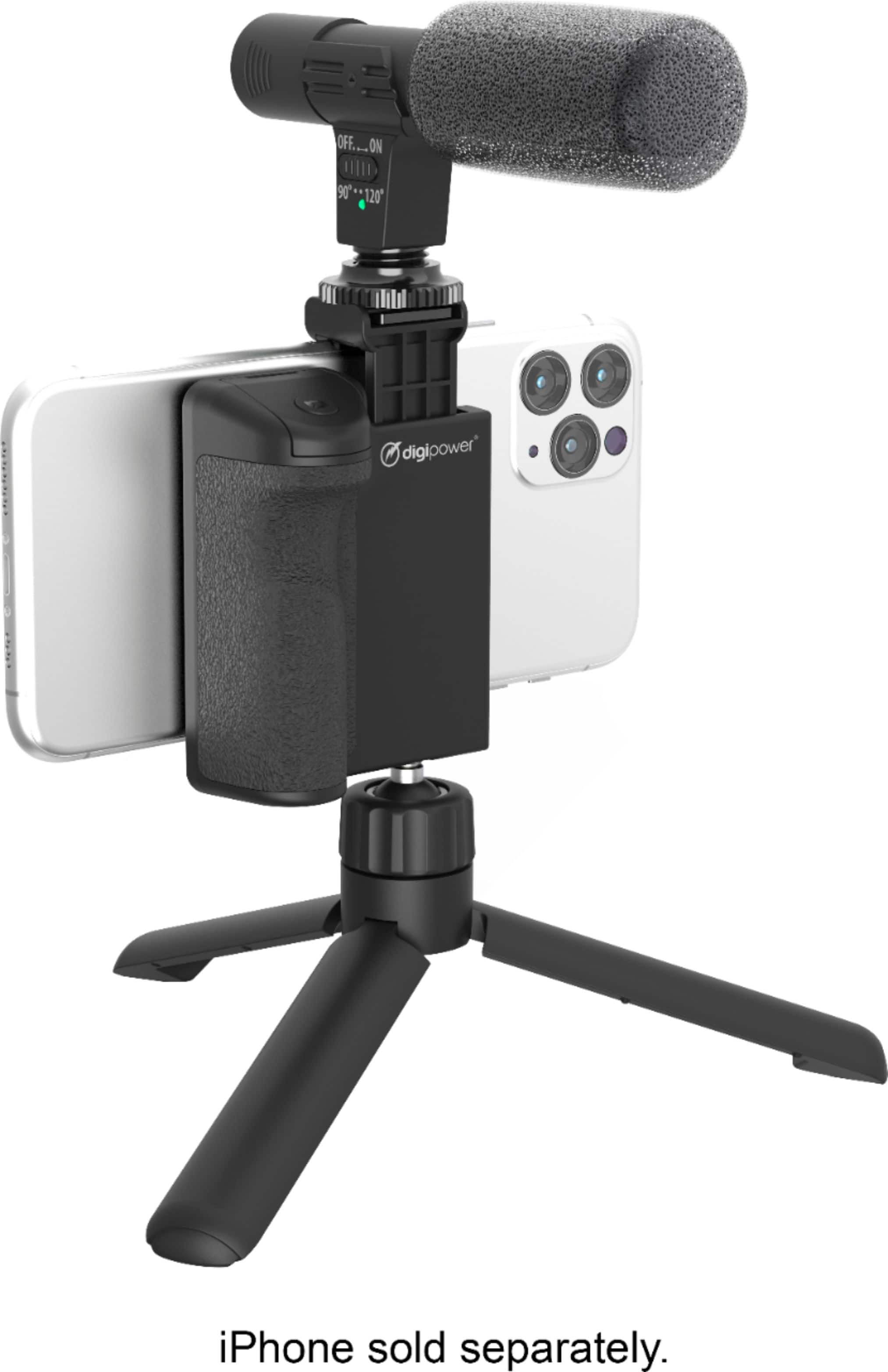 Alt View 14. Digipower - Follow ME Vlogging Kit for Phones and Cameras – Includes Microphone, LED light, Bluetooth remote, phone grip and tripod.