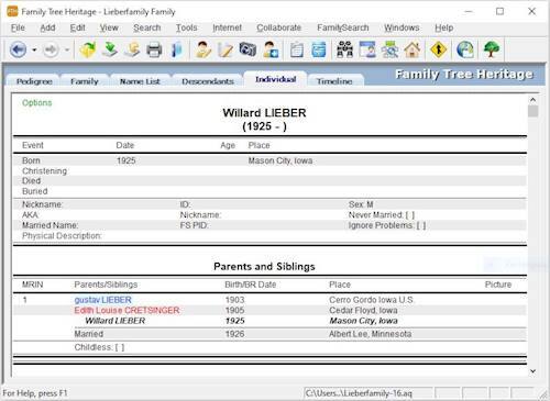 Alt View 13. Individual Software - Family Tree Heritage Gold 16.