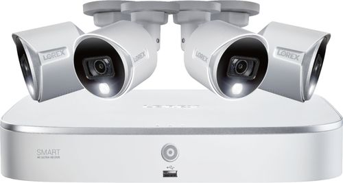 Lorex - 8-Channel, 4-Camera Indoor/Outdoor Wired 4K UHD 2TB DVR Surveillance System - White