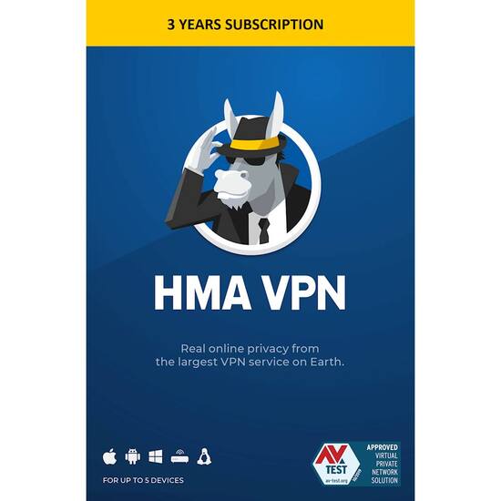 AVG HMA VPN (5 Devices) (3 Year Subscription) Windows, Mac OS AVG HMA VPN (5 Devices) (3 Year Subscription) Windows, Mac OS