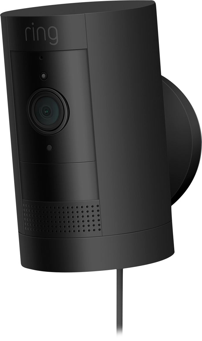 Left View: Ring - Stick Up Indoor/Outdoor 1080p Wi-Fi Wired Security Camera - Black