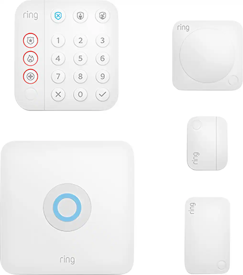 Front. Ring - Alarm Security Kit 5-Piece (2nd Gen) - White.