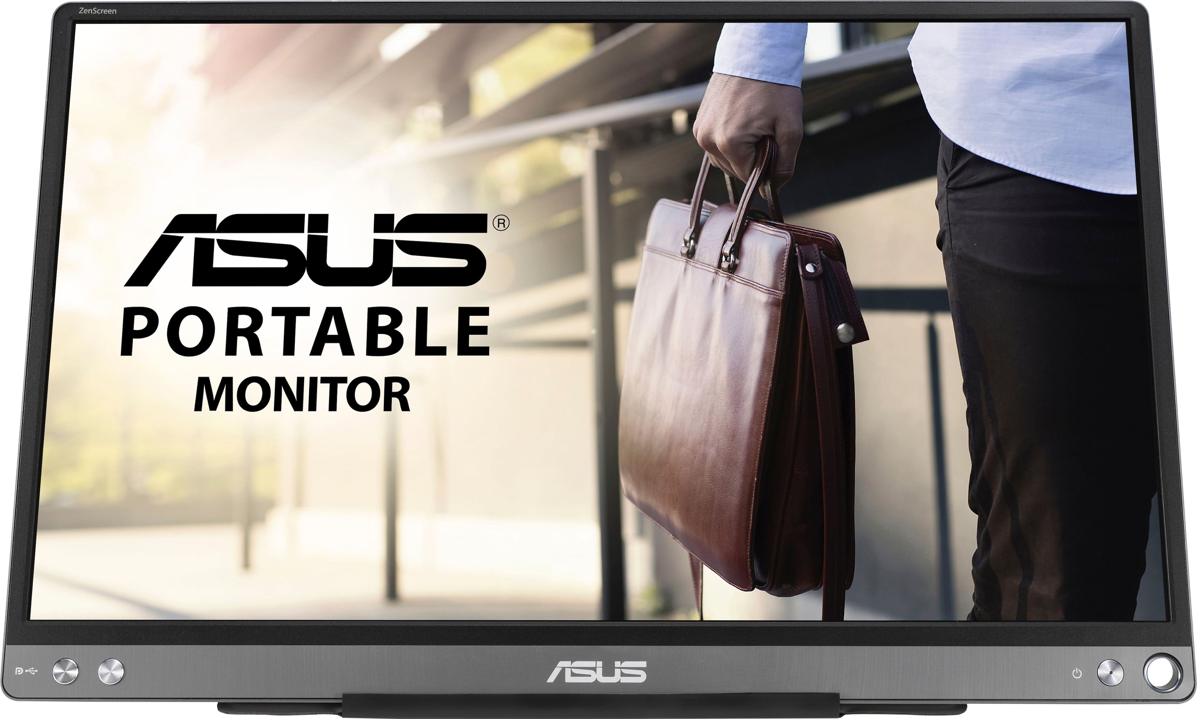 Front. ASUS - ZenScreen 15.6” IPS FHD 1080P USB Type-C Portable Monitor with Foldable Smart Case - Dark Gray.