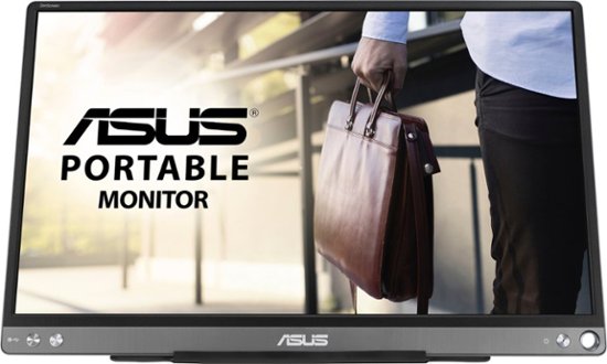 Front Zoom. ASUS - ZenScreen 15.6” IPS FHD 1080P USB Type-C Portable Monitor with Foldable Smart Case - Dark Gray.