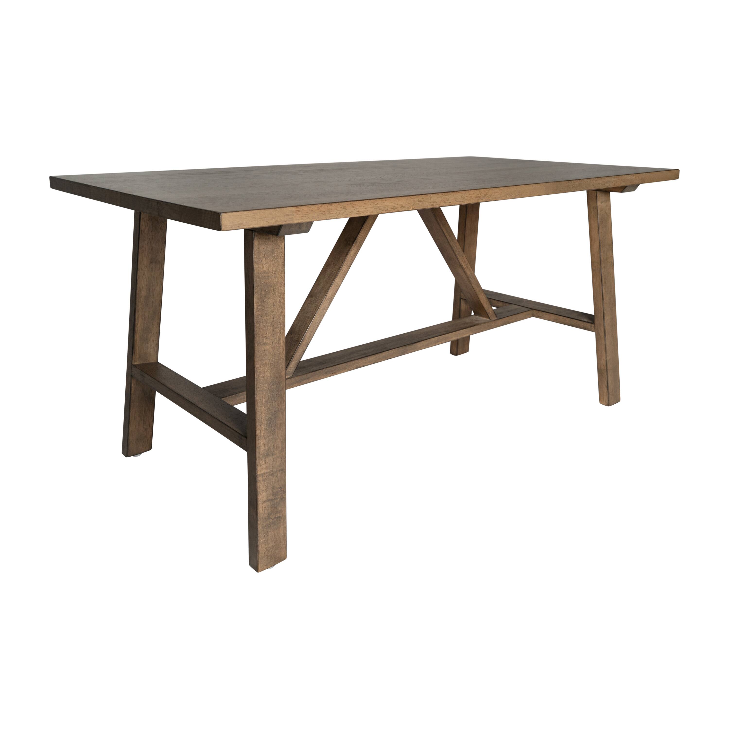Alt View 1. Emma + Oliver - Saul Solid Wood Farmhouse Trestle Coffee Table - Rustic Brown.