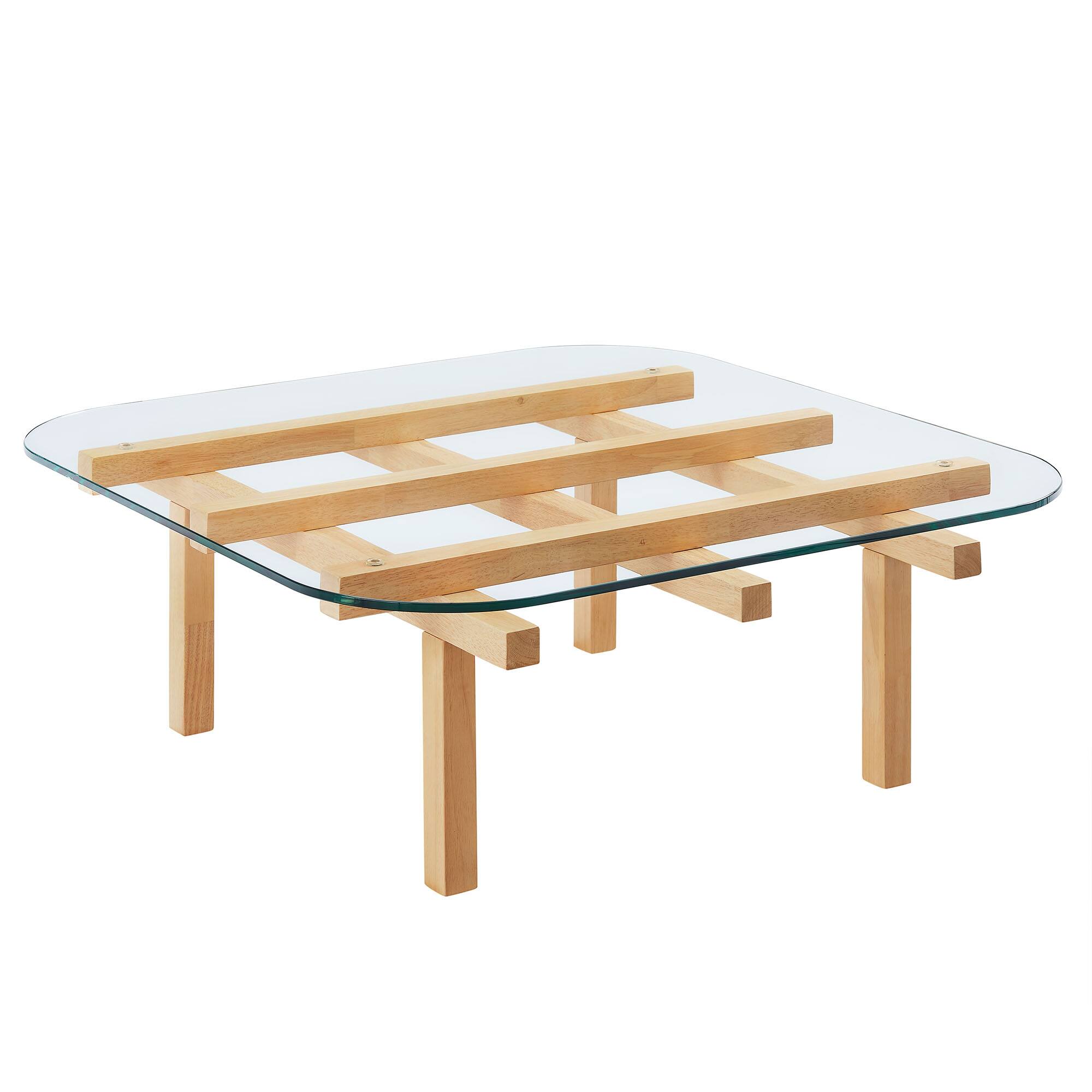 Angle. Modway - Isby 35 Inch Tempered Glass Coffee Table by Modway - Oak.