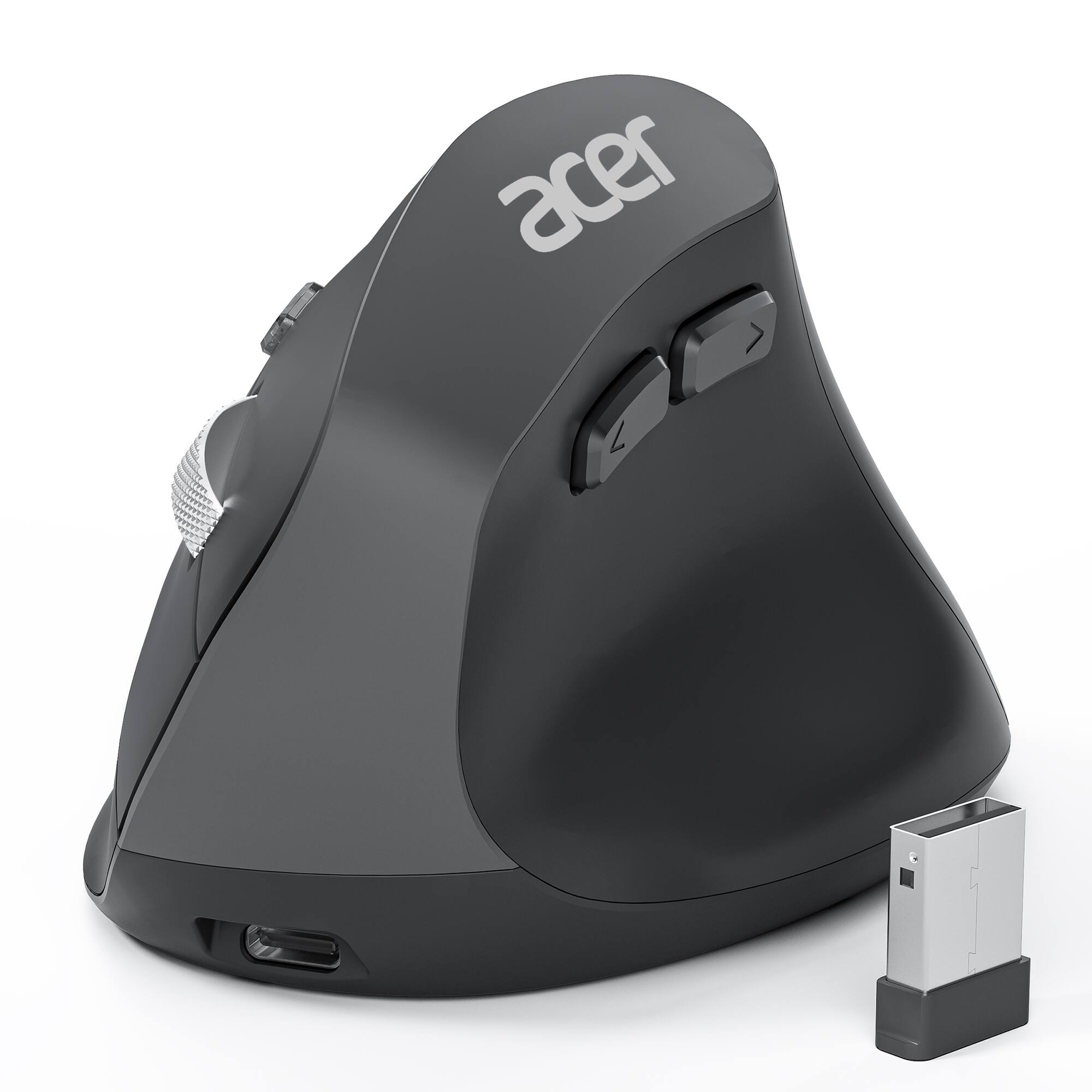 Back. Acer - acer Ergonomic Mouse Wireless, 1000/1200/1600 Adjustable DPI Vertical Mouse - black.
