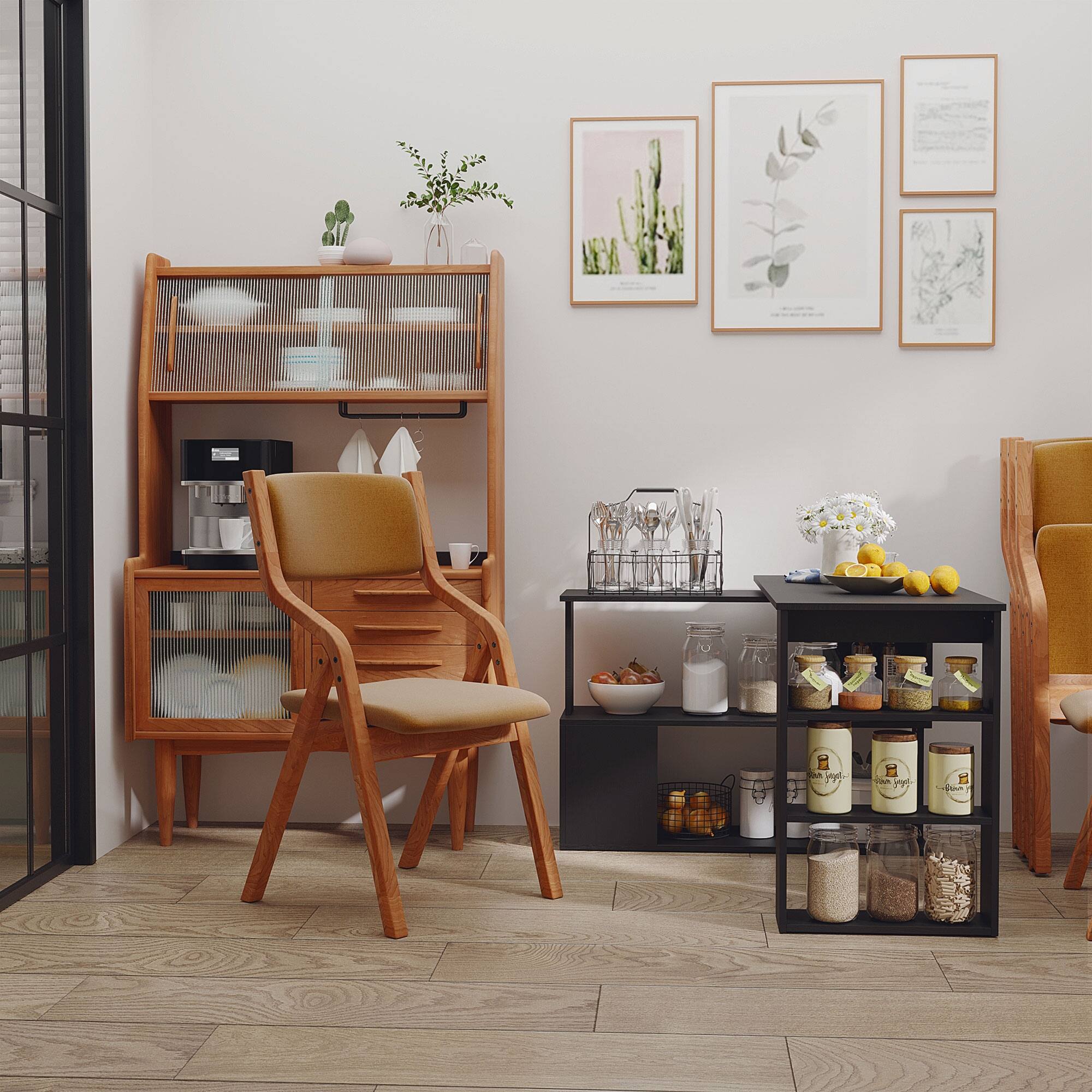 Alt View 8. Homcom - L Shaped Desk, Corner Computer Desk, 360 Degree Rotating Home Office Desk with Storage Shelves - Black.