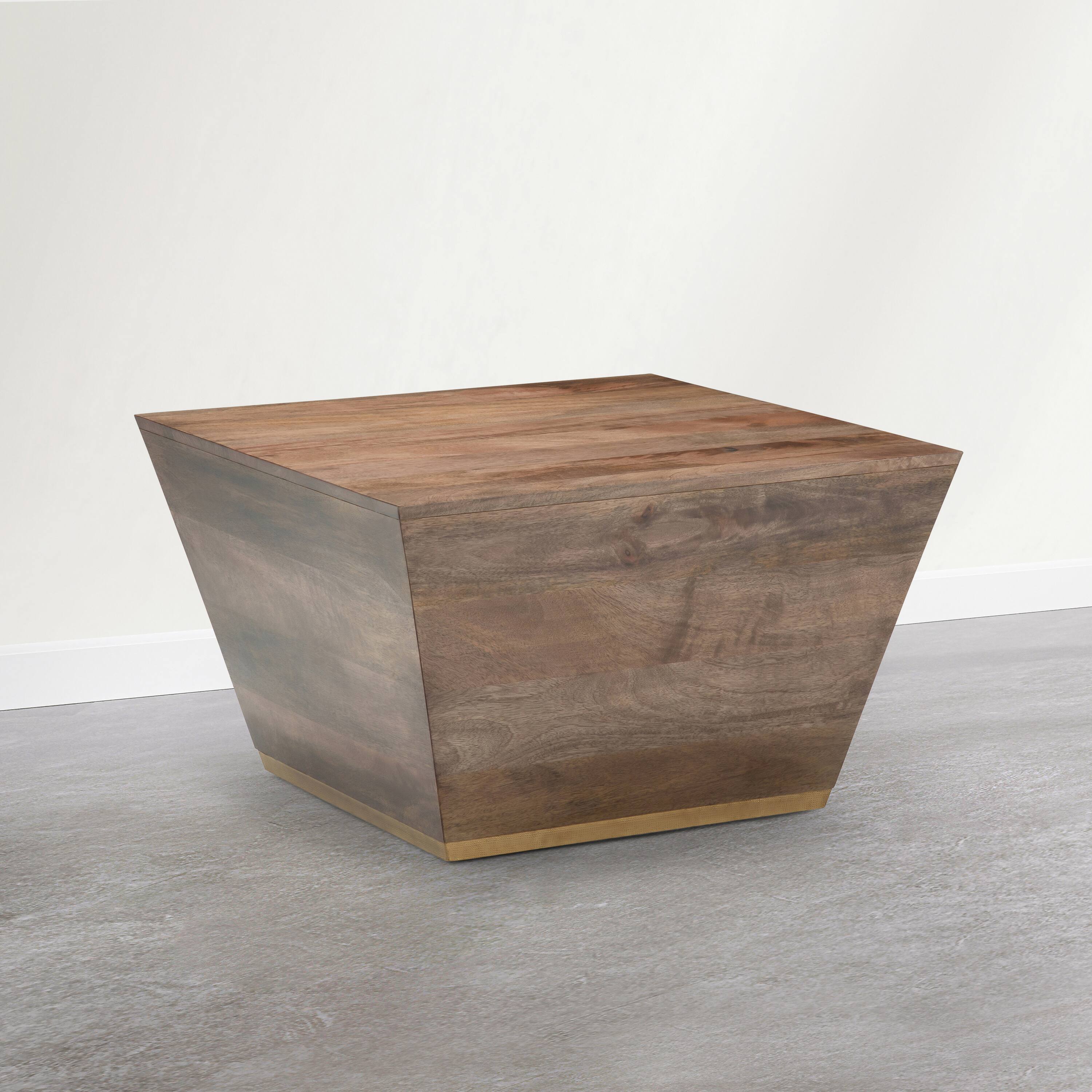 Angle. Simpli Home - Abba 28 inch Wide Solid Mango Wood Square Coffee Table, Acacia Brown - Acacia Brown.