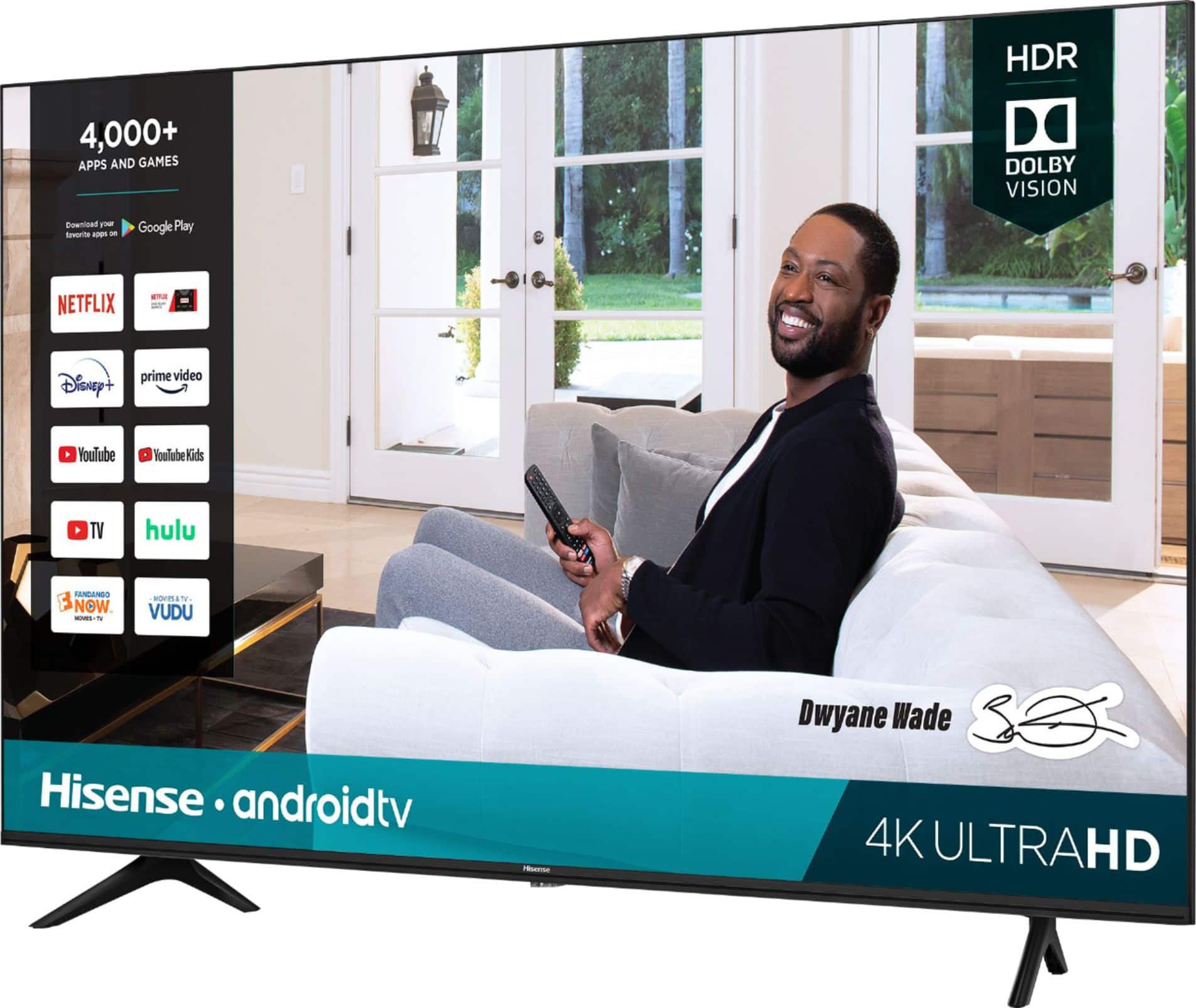 Left. Hisense - 43" Class H65 Series LED 4K UHD Smart Android TV - Black.