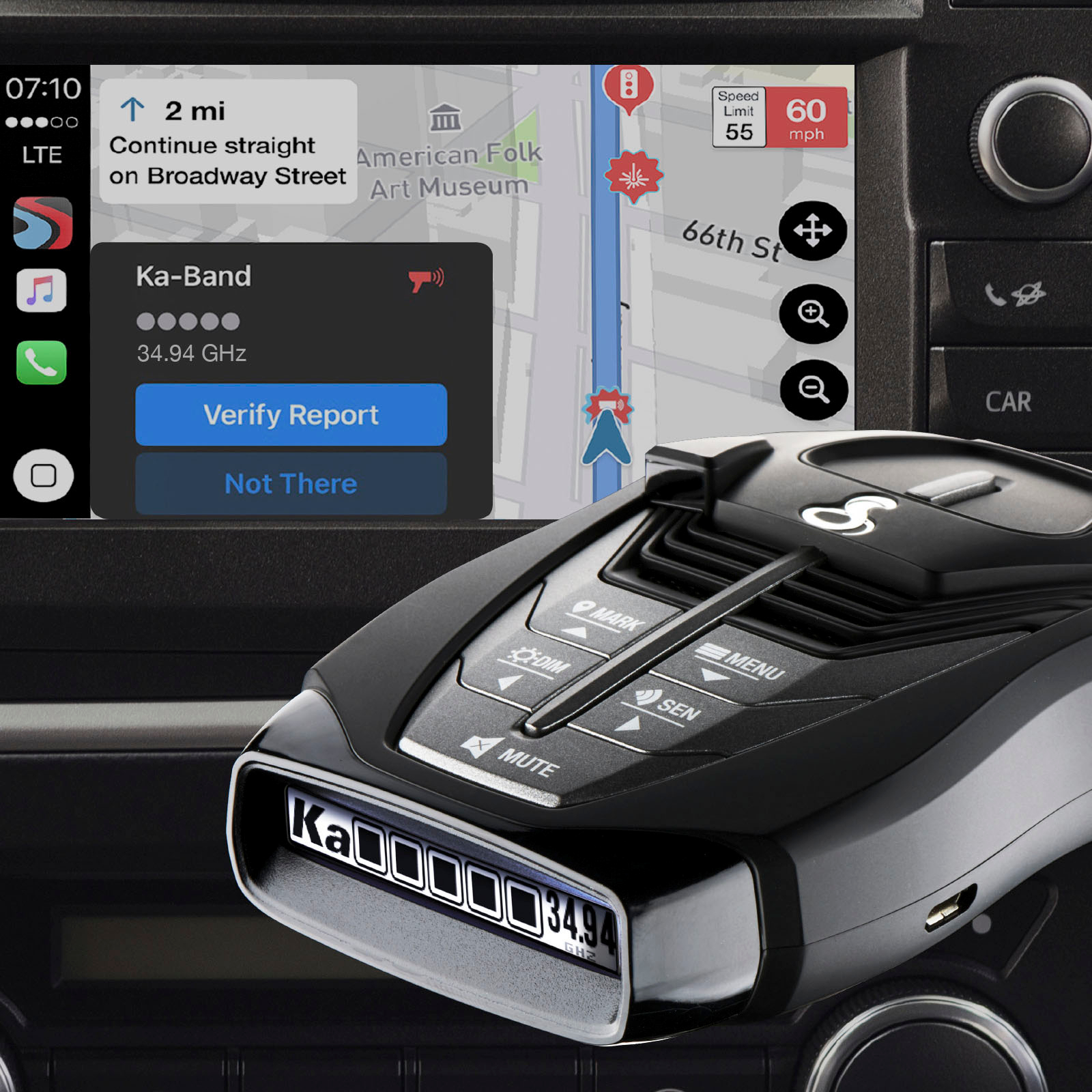 Left View: ESCORT X80 Connected Laser & Radar Detector with Live Streaming Alerts from the Cobra / ESCORT Driver Network. (0100018-4)