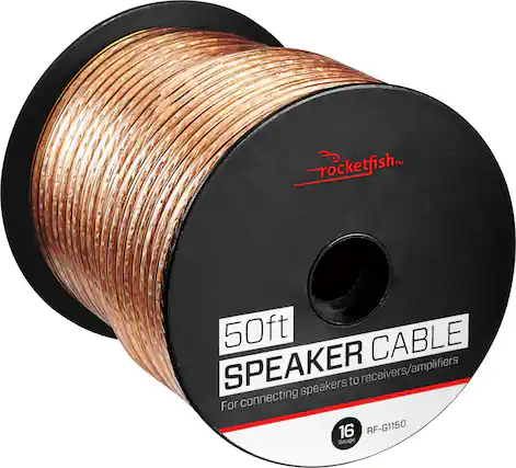 Angle. Rocketfish™ - 50' 16 Gauge Pure Copper Speaker Wire - Clear.