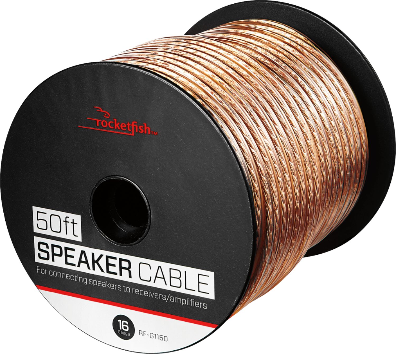 Left View: Rocketfish™ - 50' 16 Gauge Pure Copper Speaker Wire - Clear