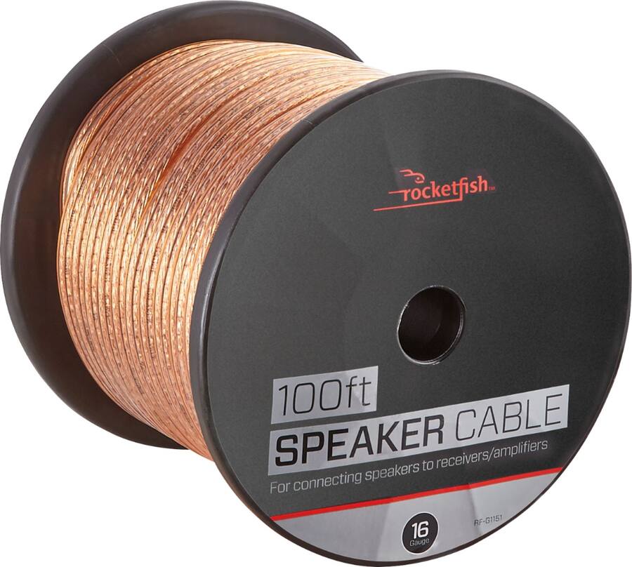 Rocketfish™ 100' 16 Gauge Pure Copper Speaker Wire Clear RF-G11512 Rocketfish™ 100' 16 Gauge Pure Copper Speaker Wire Clear RF-G11512