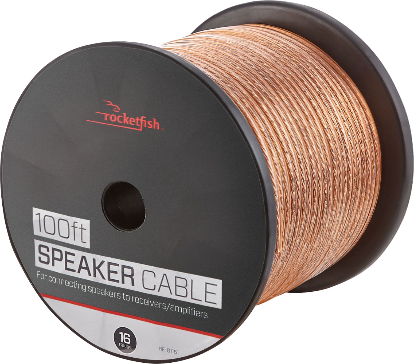 Left View: Rocketfish™ - 100' 16 Gauge Pure Copper Speaker Wire - Clear