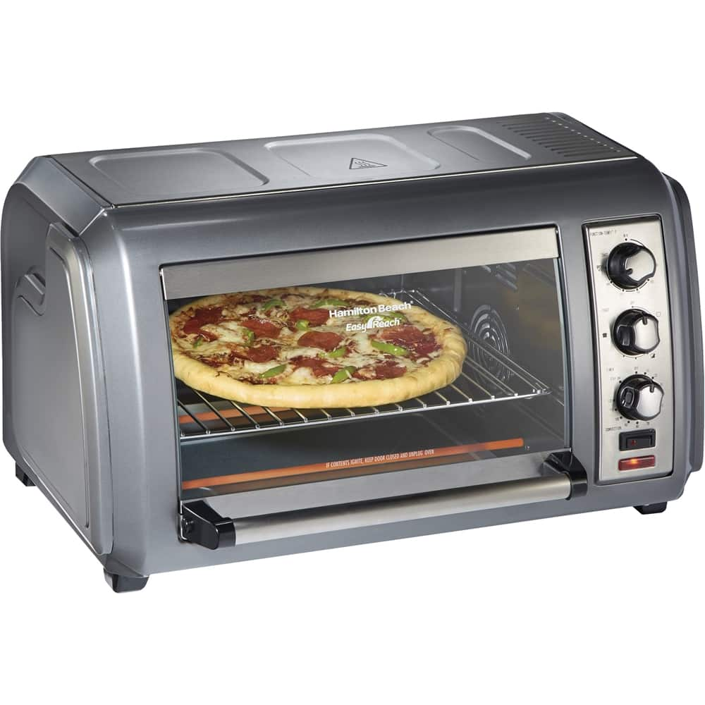 Left View: Hamilton Beach - Easy Reach 6-Slice Toaster Oven - Gray