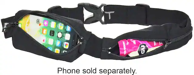 Front. SPIBelt - Sport Dual Pocket Case for Most Cell Phones - Black.