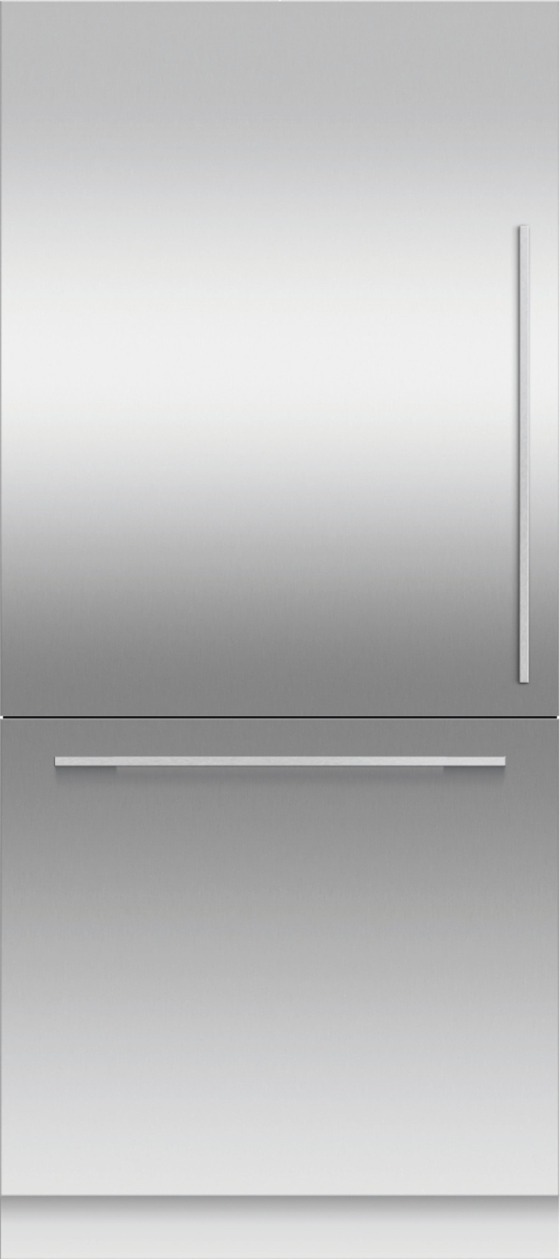 Front. Fisher & Paykel - 36 x 80 in Integrated Single Door Bottom Mount Door Panel L Hinge (Handles not Included) - Stainless Steel.