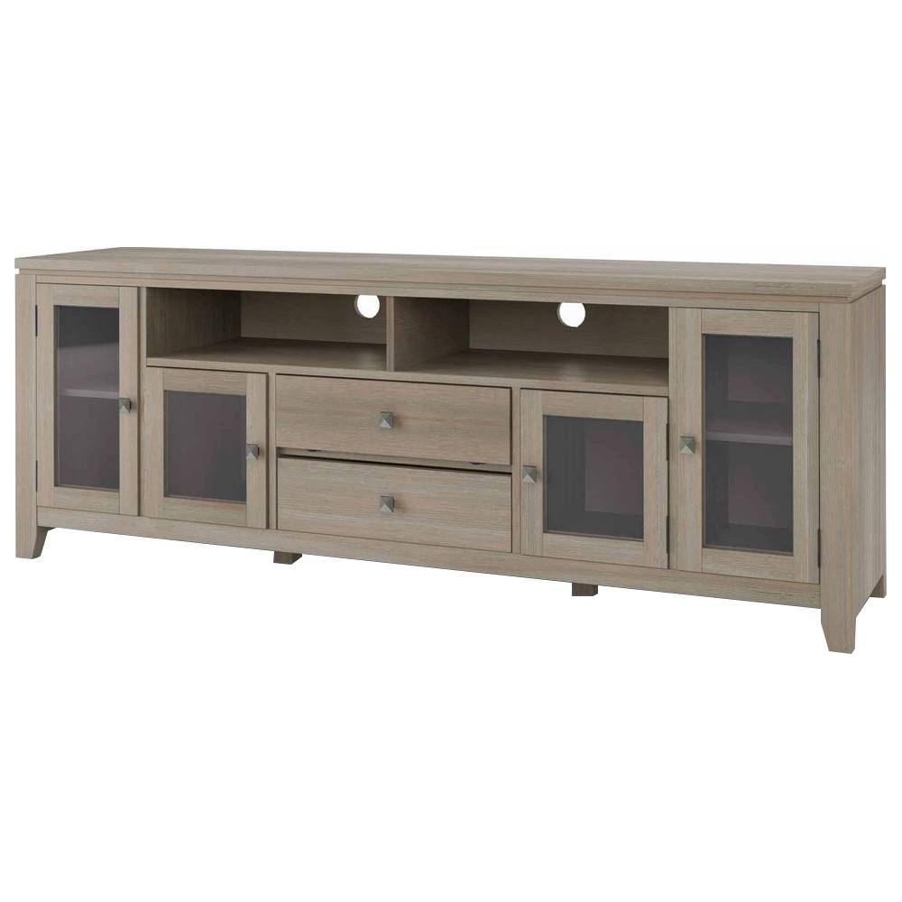 Left View: Simpli Home - Cosmopolitan Contemporary TV Media Stand for Most TVs Up to 80" - Distressed Gray