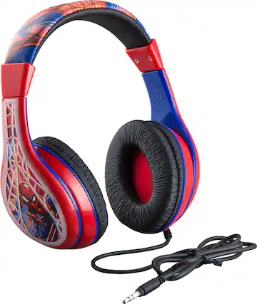 Angle. eKids - Marvel Spider-Man Wired Over-the-Ear Headphones - Red/Blue/Black.