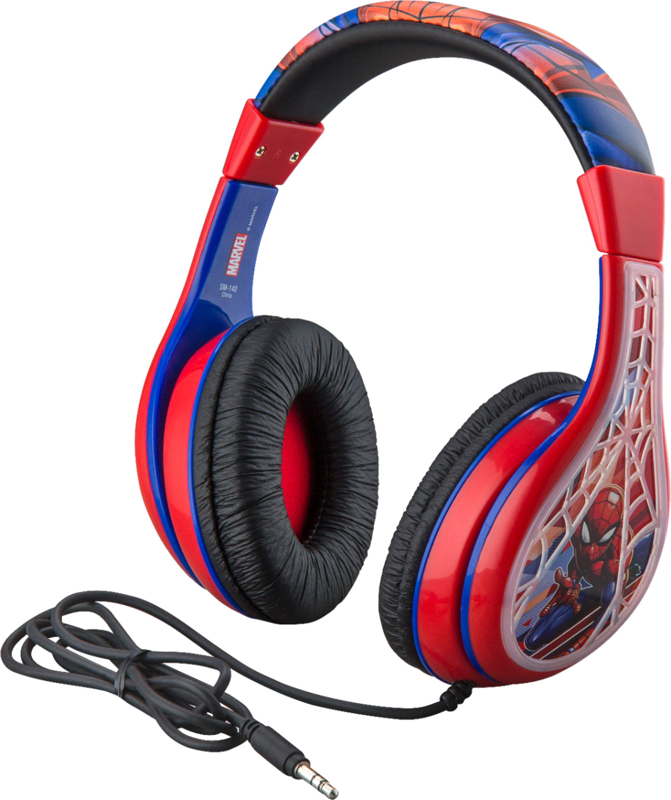 Left View: eKids - Marvel Spider-Man Wired Over-the-Ear Headphones - Red/Blue/Black