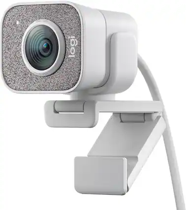 Front. Logitech - StreamCam Plus 1080 Webcam for Live Streaming and Content Creation - Off-White.