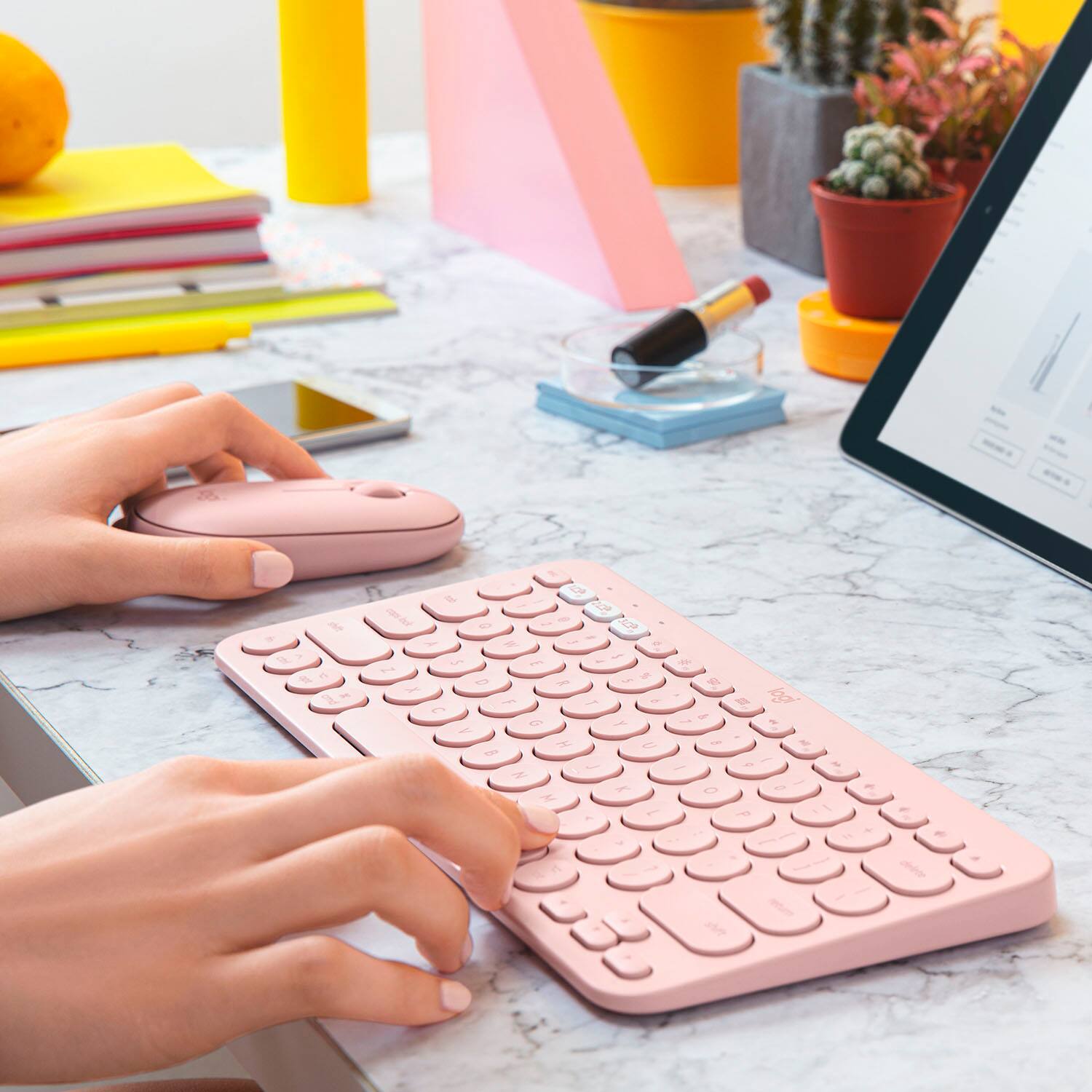 Alt View Zoom 11. Logitech - K380 TKL Bluetooth Scissor Keyboard for Mac with Compact Slim Profile - Rose.