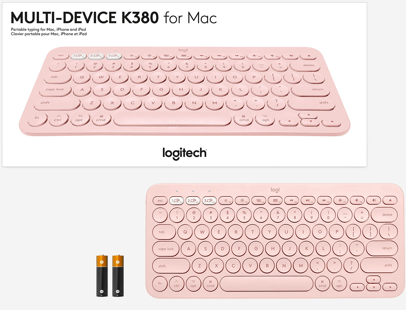Mac Keyboard K380 Scissor Slim Rose Logitech Buy: 920-009728 Profile Compact Best with Bluetooth for TKL
