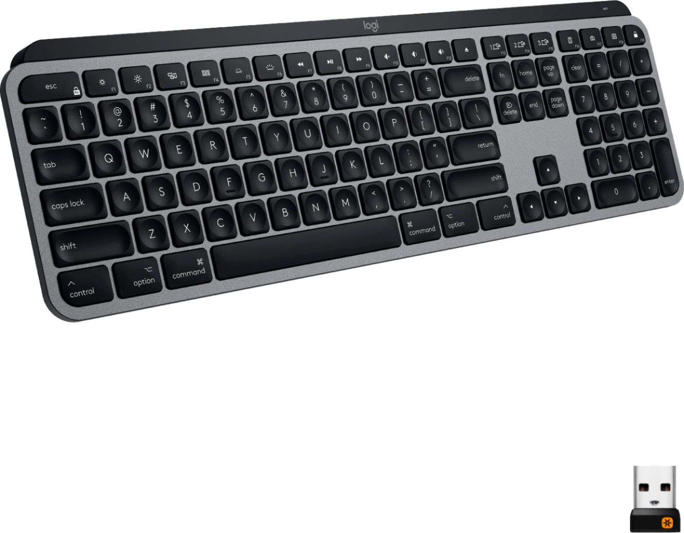 Logitech MX Keys 無線薄膜鍵盤，適用於 Mac，附智慧照明 深空灰色 920-009552 - Best Buy