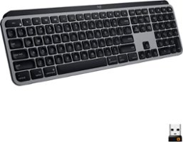 Logitech - MX Keys Full-size Wireless Bluetooth Membrane Keyboard for Mac with Smart Illumination - Space Gray - Front_Zoom