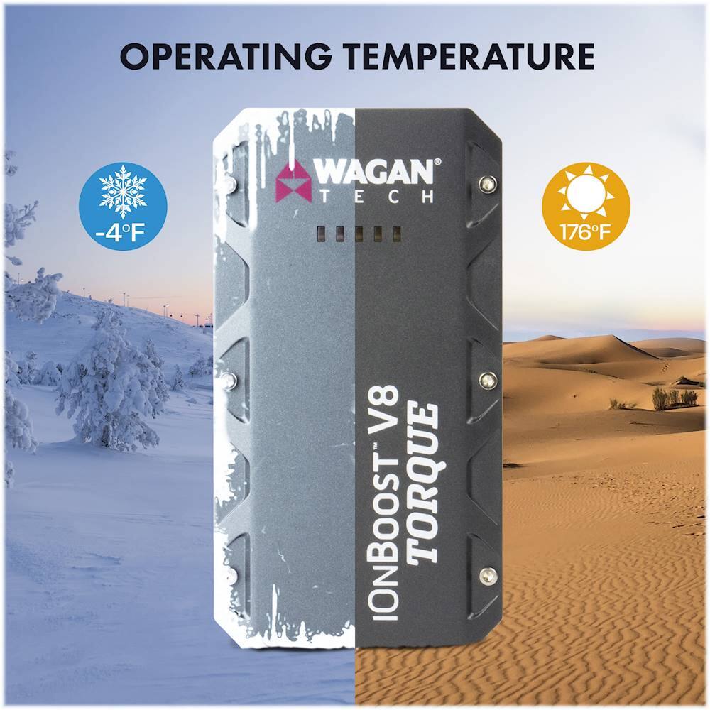 Alt View 20. Wagan Tech - iOnBoost V8 TORQUE 8400 mAh Portable Charger and Jump Starter - Black.