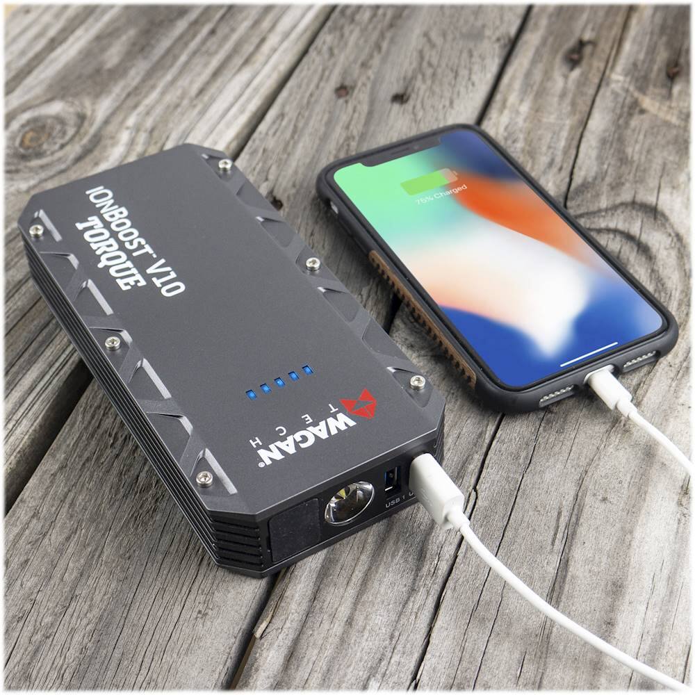 Alt View Zoom 22. Wagan Tech - iOnBoost V10 TORQUE 12,000 mAh Portable Charger and Jump Starter - Black.