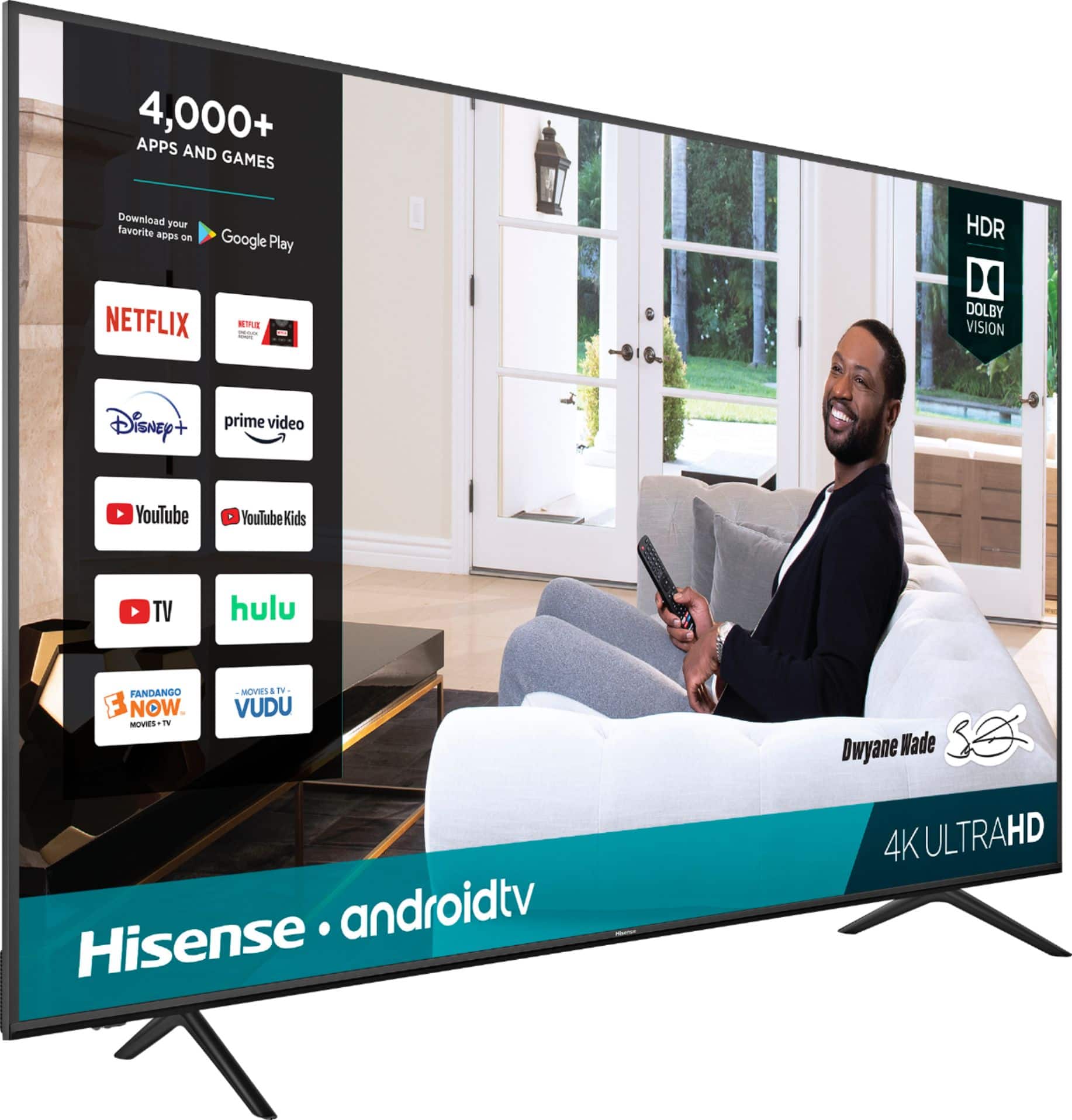 Angle. Hisense - 75" Class H65 Series LED 4K UHD Smart Android TV - Black.