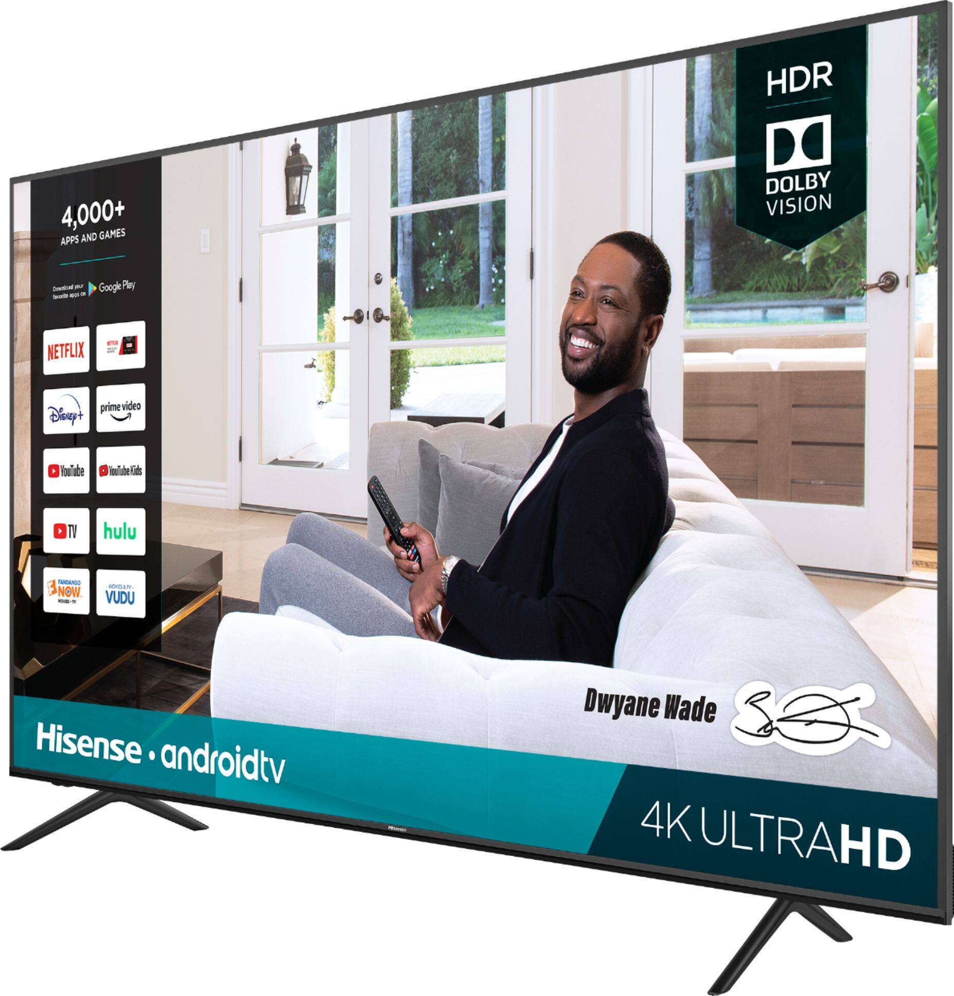 Left. Hisense - 75" Class H65 Series LED 4K UHD Smart Android TV - Black.