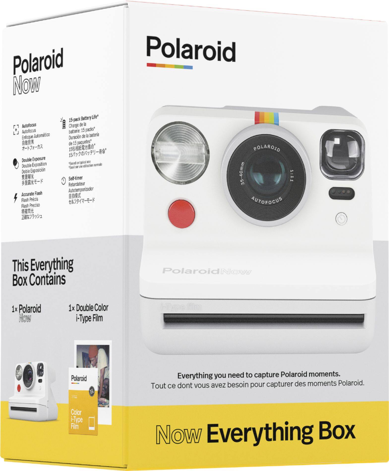 Angle. Polaroid - Now Instant Film Camera Bundle - White.