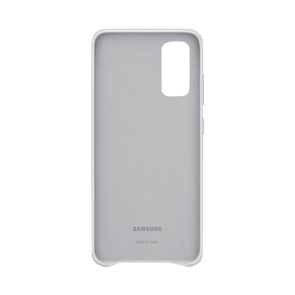 Angle. Samsung - Leather Cover Case for Galaxy S20 and S20 5G - Silver.