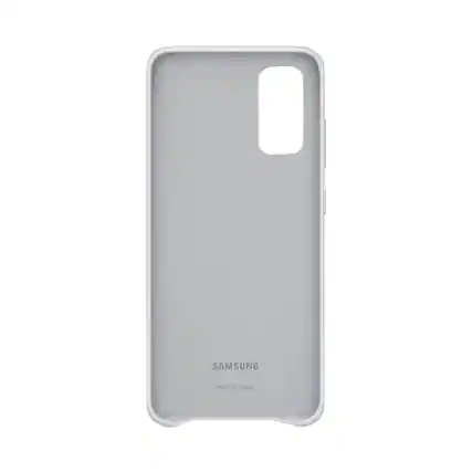Angle. Samsung - Leather Cover Case for Galaxy S20 and S20 5G - Silver.